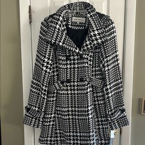 SEBBY COLLECTION HOUNDSTOOTH LADIES COAT SIZE M NWT